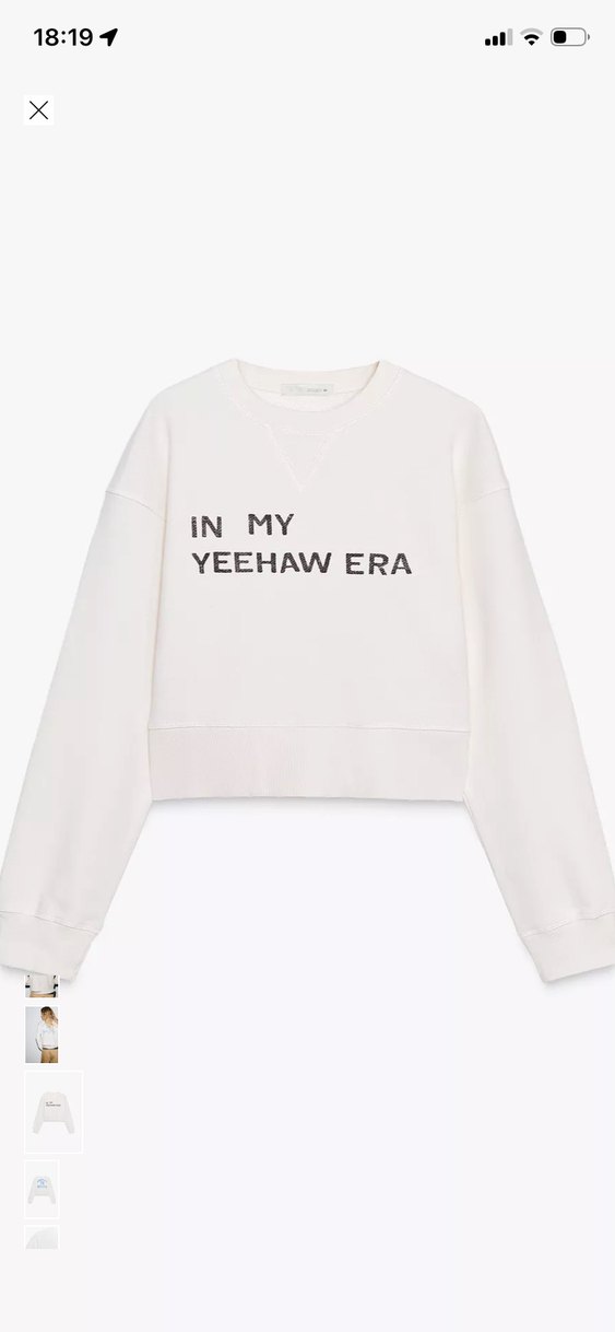 Beyaz Baskılı Denim Sweatshirt - Görsel 5