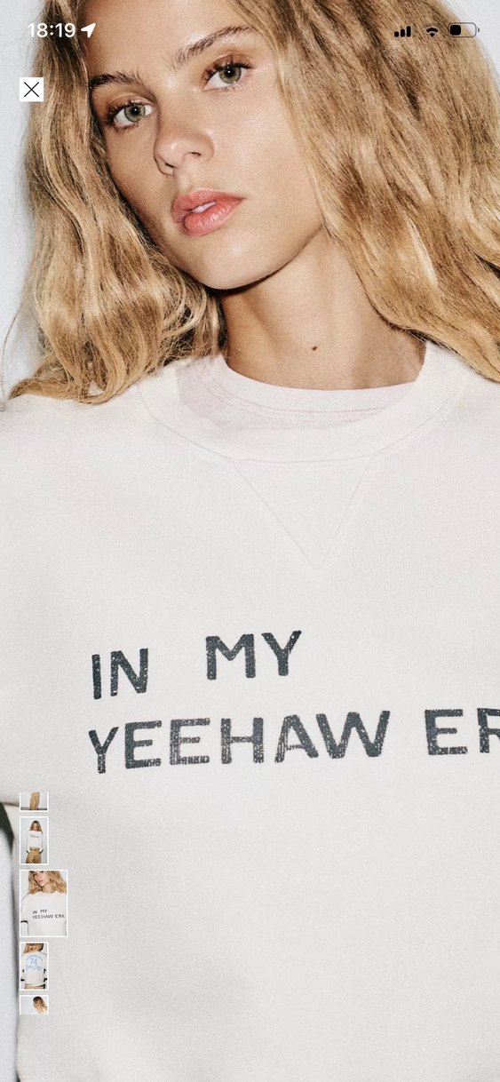 Beyaz Baskılı Denim Sweatshirt - Görsel 3