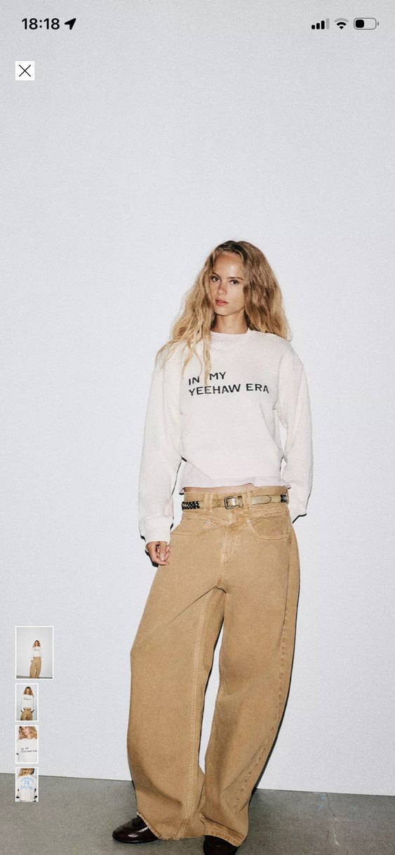 Beyaz Baskılı Denim Sweatshirt - Görsel 2