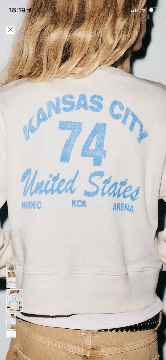 Beyaz Baskılı Denim Sweatshirt - Görsel 4