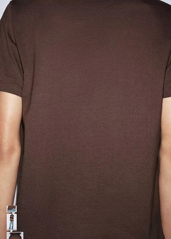 Kadın Kahverengi Gold Baskılı Pamuk Tişört - Görsel 6