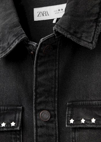 xs Beden Nakış Detaylı Siyah Kadın Denim Ceket