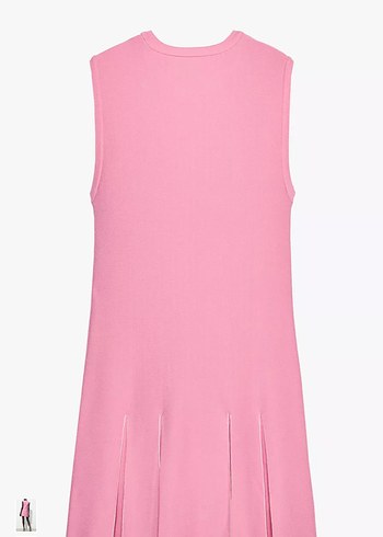 Zara Piliseli Pembe Mini Kolsuz Elbise