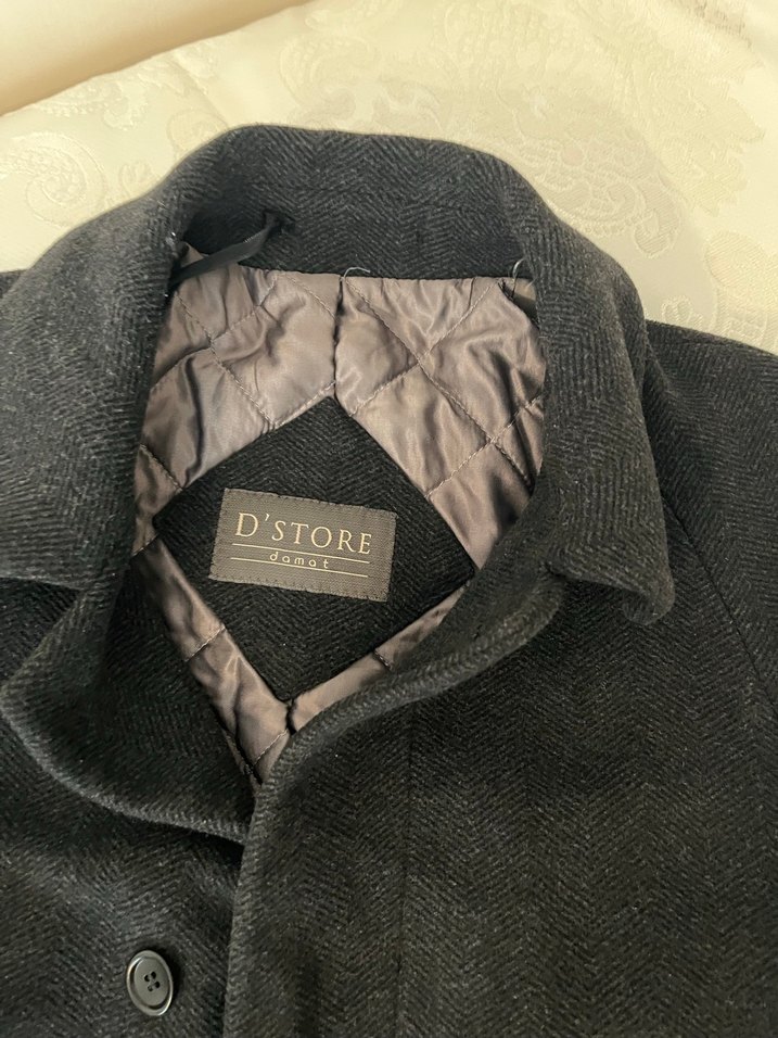 D'S DAMAT Gri Düğmeli Yün Erkek Kaban - Görsel 2