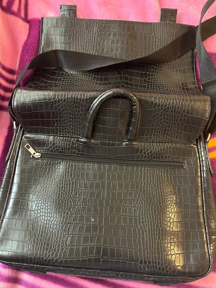 Vintage Siyah Yılan Derisi Desenli Omuz Çantası - Görsel 3