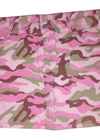 Pembe Kamuflaj Desenli Mini Şort
