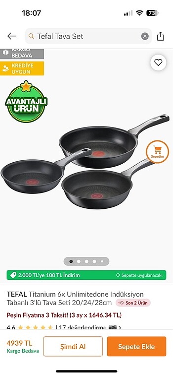TEFAL 6X TAVA SETİ