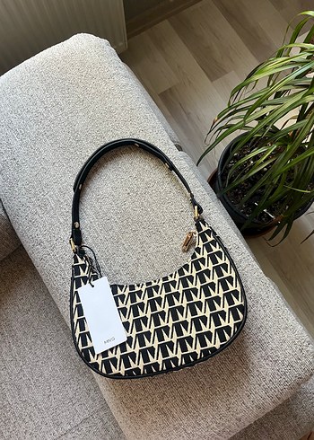 Parisian Baskılı Siyah Kadın Omuz Çantası