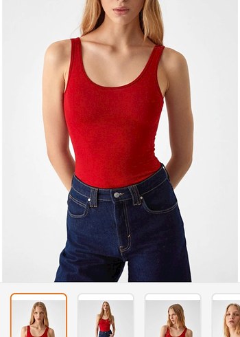 Kırmızı Denim Kadın Atlet