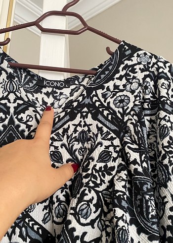 Bohem V Yaka Uzun Kollu Salaş Bluz - Görsel 4