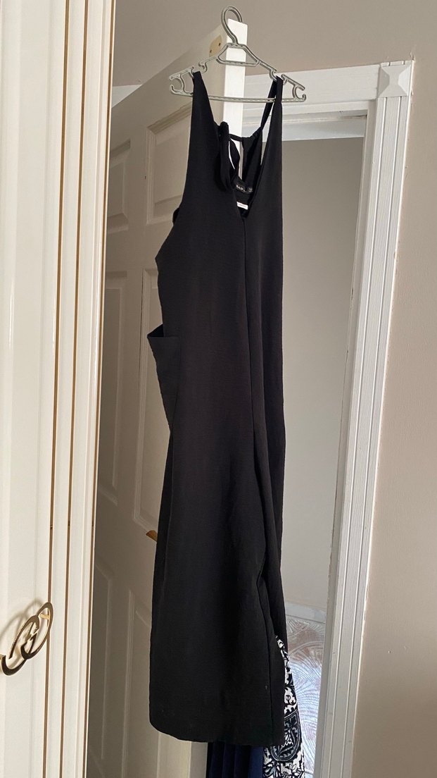 Siyah Salaş Uzun Kadın Tulum - Görsel 3