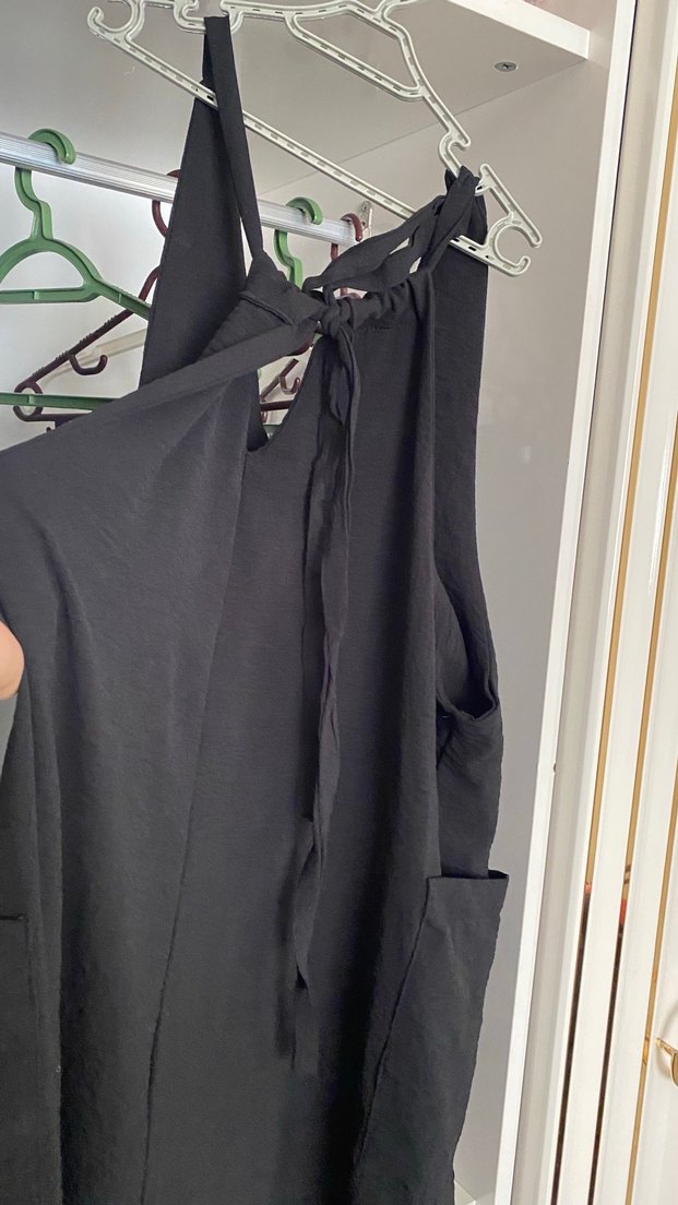 Siyah Salaş Uzun Kadın Tulum - Görsel 5