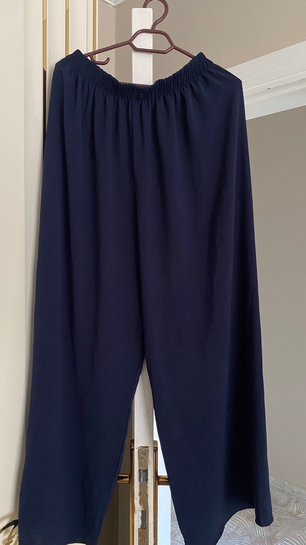 Lacivert Salaş Midi Kadın Pantolon - Görsel 3