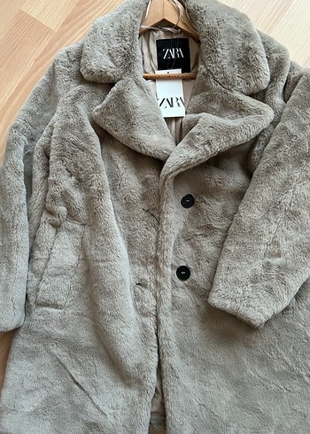 Zara Gri Midi Boy Suni Kürk Kaban