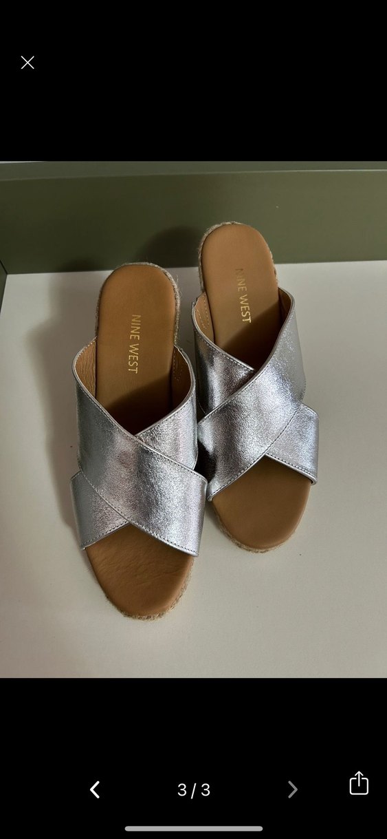 Gri 37 numara Nine West marka Metalik Dolgu Topuklu - Görsel 3