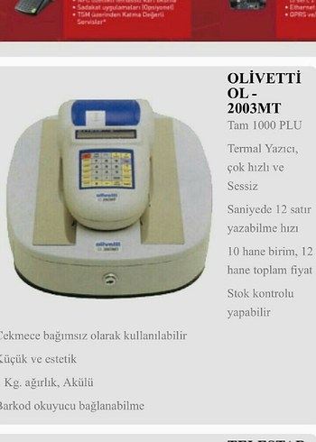 Beden Olivetti OL-2003 MT Yazar Kasa çekmeceli termal yazıcı barkod ok