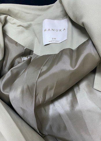 Bej yeşil oversize manuka Kadın Trençkot - Görsel 2