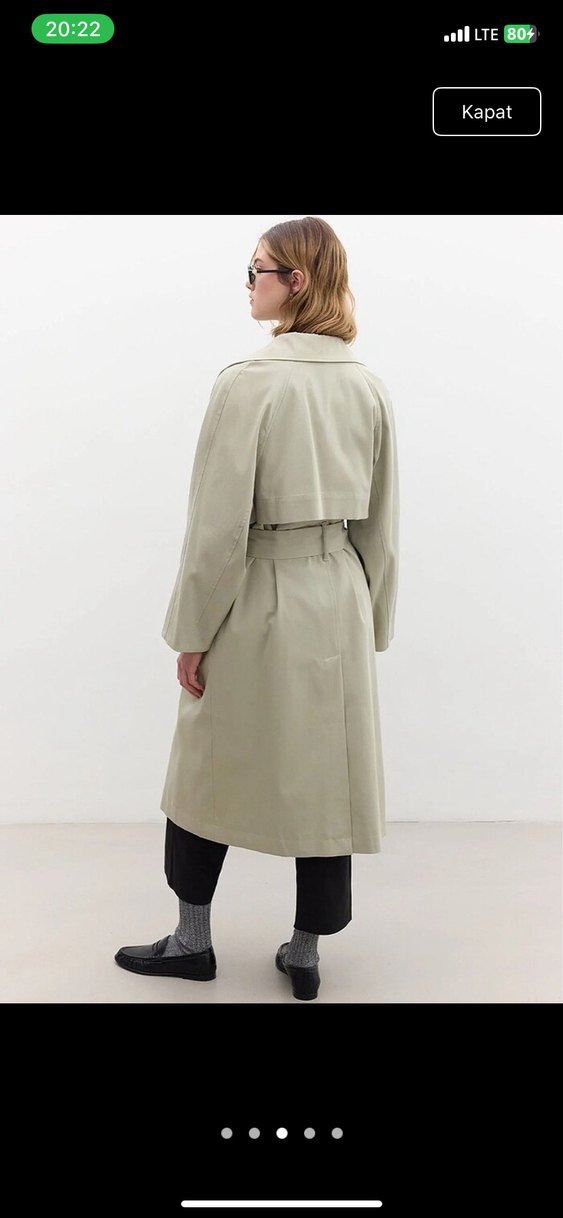 Bej yeşil oversize manuka Kadın Trençkot - Görsel 4