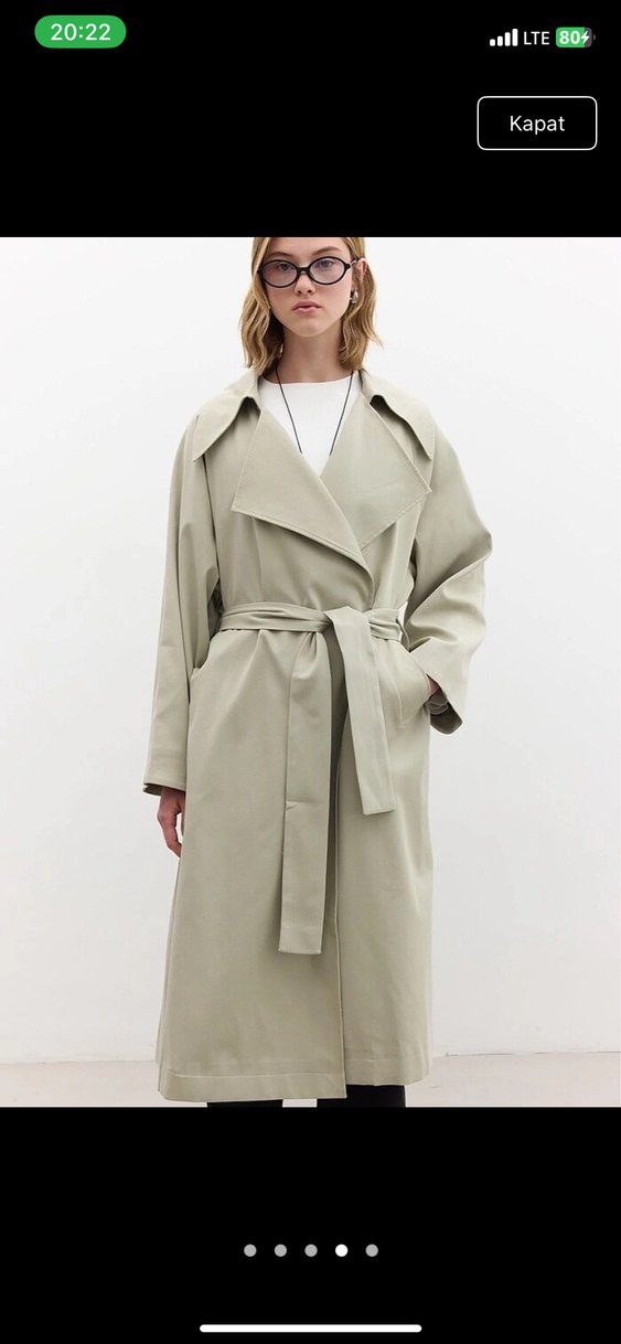 Bej yeşil oversize manuka Kadın Trençkot - Görsel 3