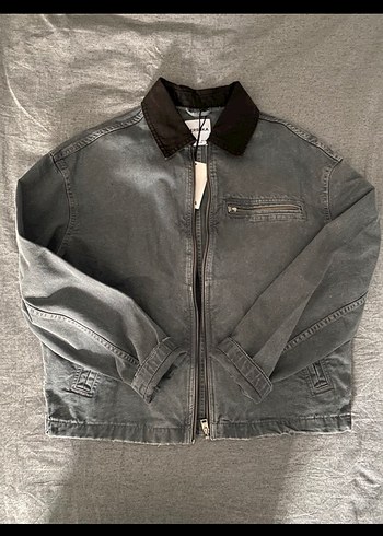 Gri Denim Erkek Fermuarlı Ceket
