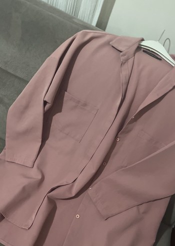 Gül kurusu Düğmeli Kadın Gömlek Midi Boy - Görsel 9