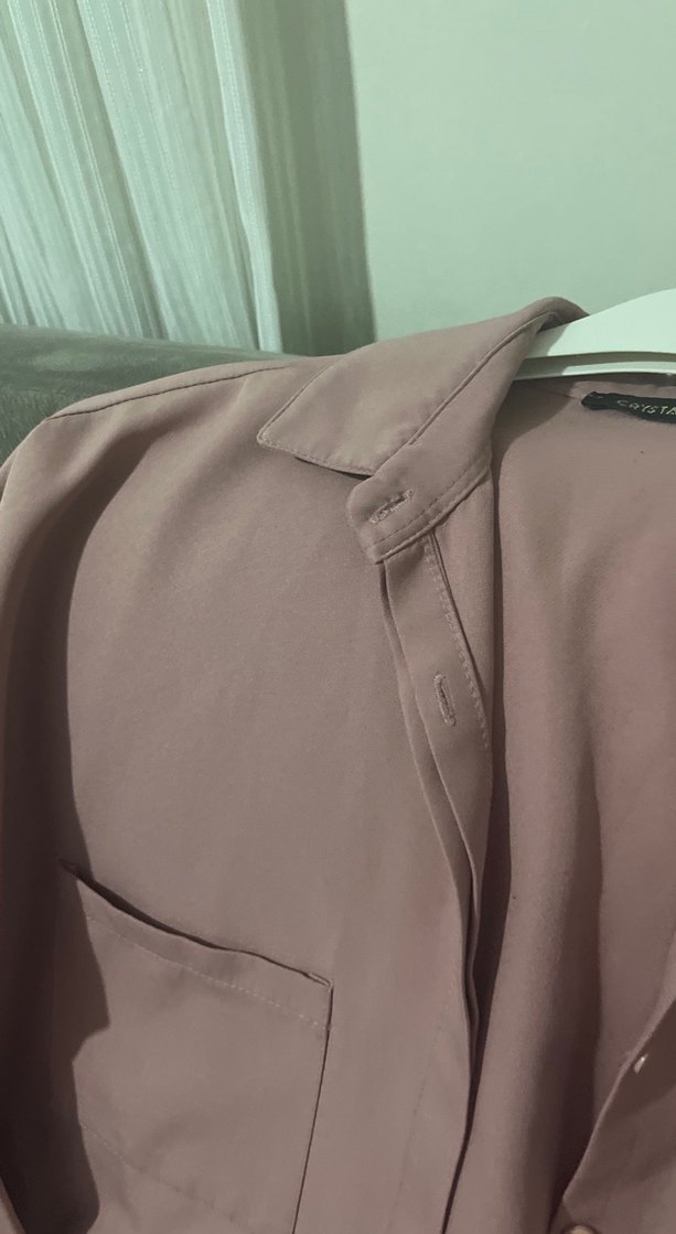 Gül kurusu Düğmeli Kadın Gömlek Midi Boy - Görsel 5