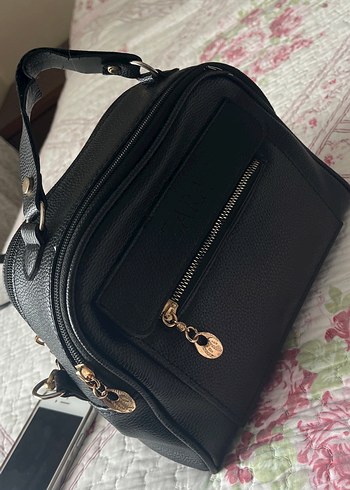 Siyah Deri Fermuarlı Kadın Çanta - Görsel 16