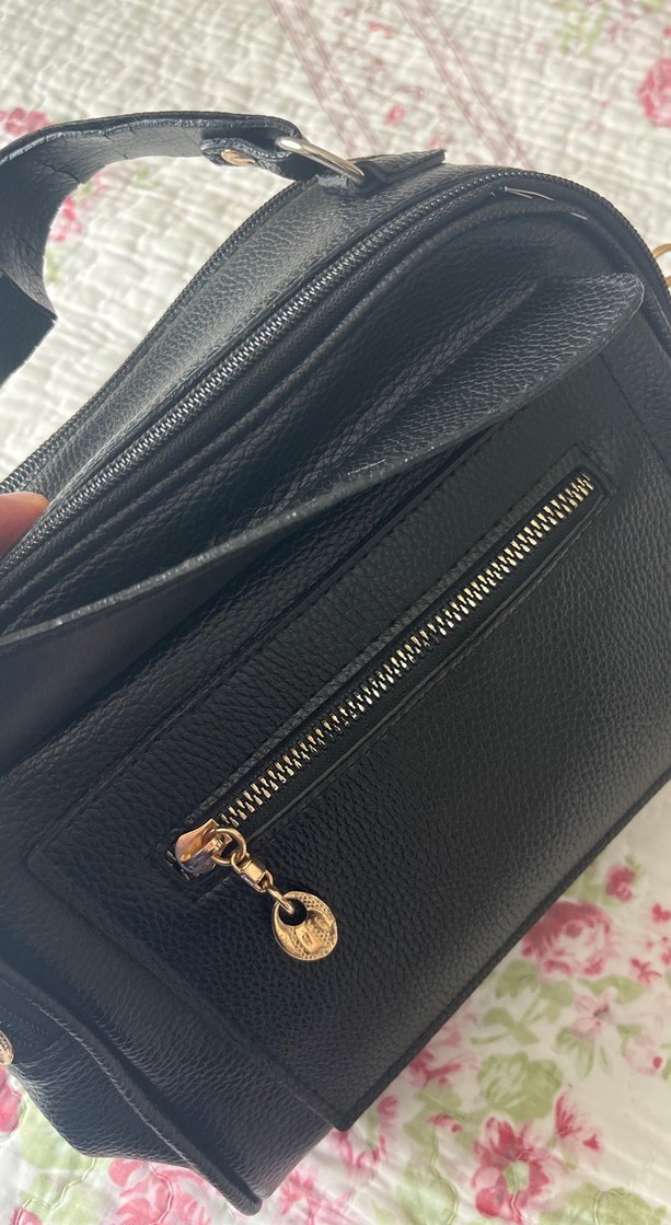 Siyah Deri Fermuarlı Kadın Çanta - Görsel 5