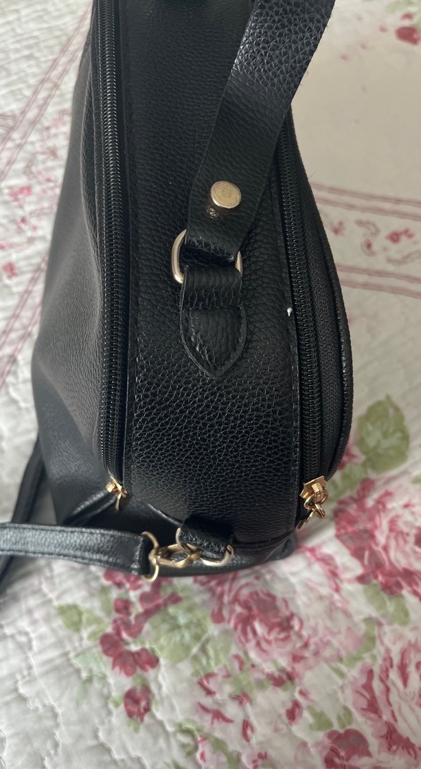 Siyah Deri Fermuarlı Kadın Çanta - Görsel 4