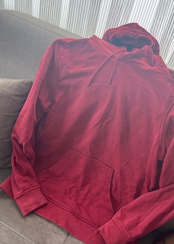 Bordo Kapüşonlu Salaş Kadın Sweatshirt - Görsel 5