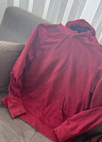 Bordo Kapüşonlu Salaş Kadın Sweatshirt - Görsel 4