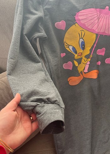 Gri Uzun Kollu Hamile Tişörtü - Görsel 2