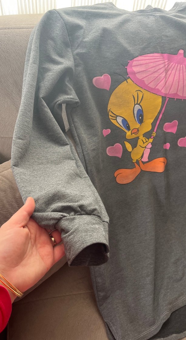 Gri Uzun Kollu Hamile Tişörtü - Görsel 2