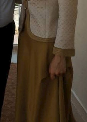 Bej Kadın Midi Ceket, Fermuarlı, Uzun Kollu Etek Takım - Görsel 2