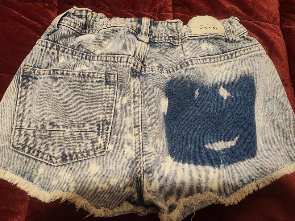 Mavi Bağlama Desenli Mini Kot Şort - Görsel 4