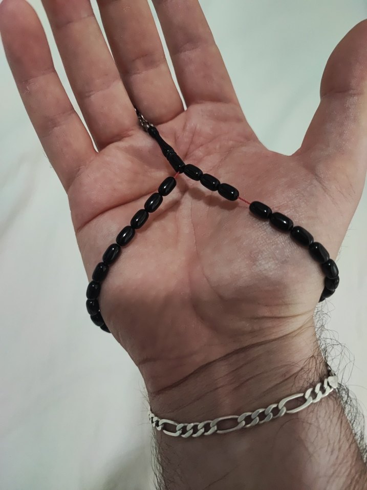 Siyah Bilek Boy Sıkma Kehribar Tesbih - Görsel 4