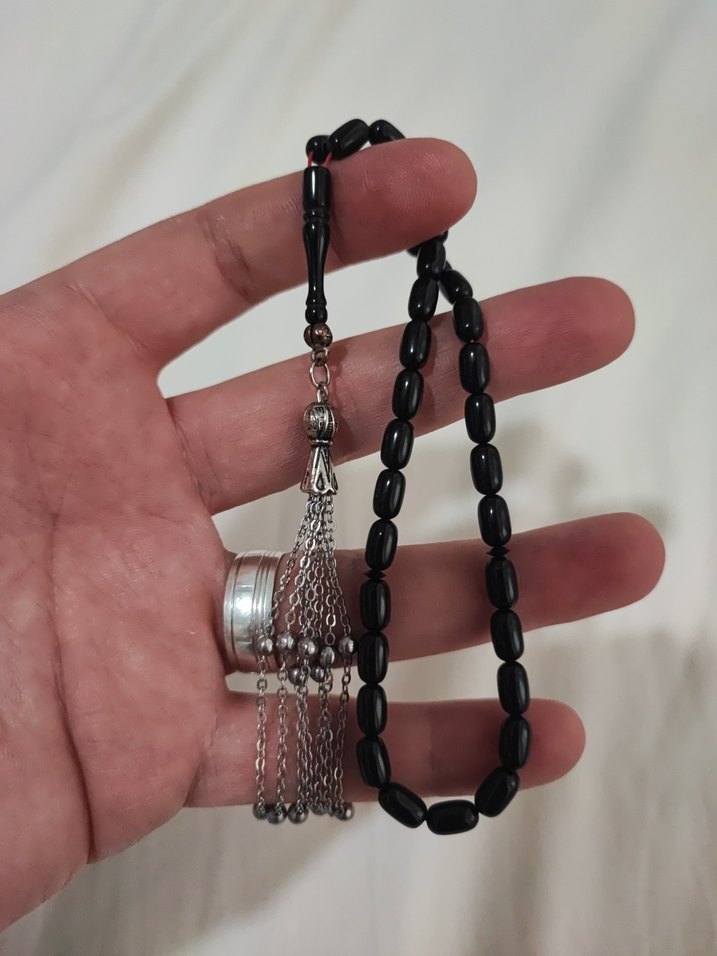 Siyah Bilek Boy Sıkma Kehribar Tesbih - Görsel 2