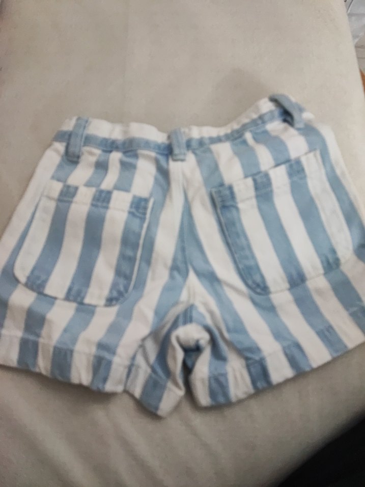 Zara Kızlar için Mavi Beyaz Çizgili Denim Şort - Görsel 3