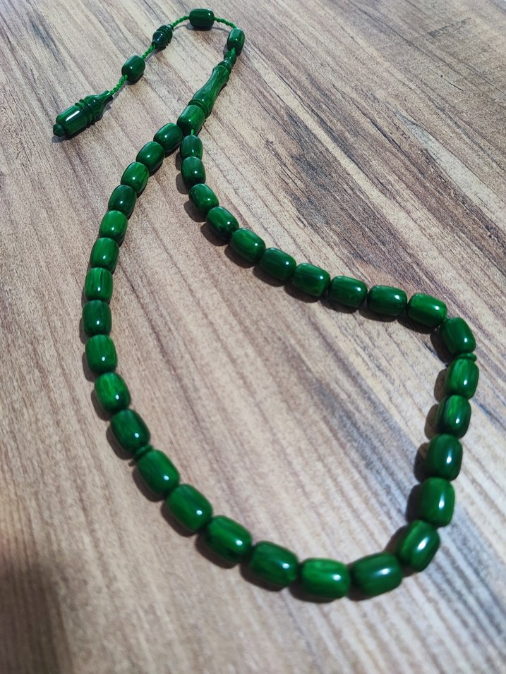 Yeşil Sıkma Kehribar Erkek Tesbih - Görsel 2