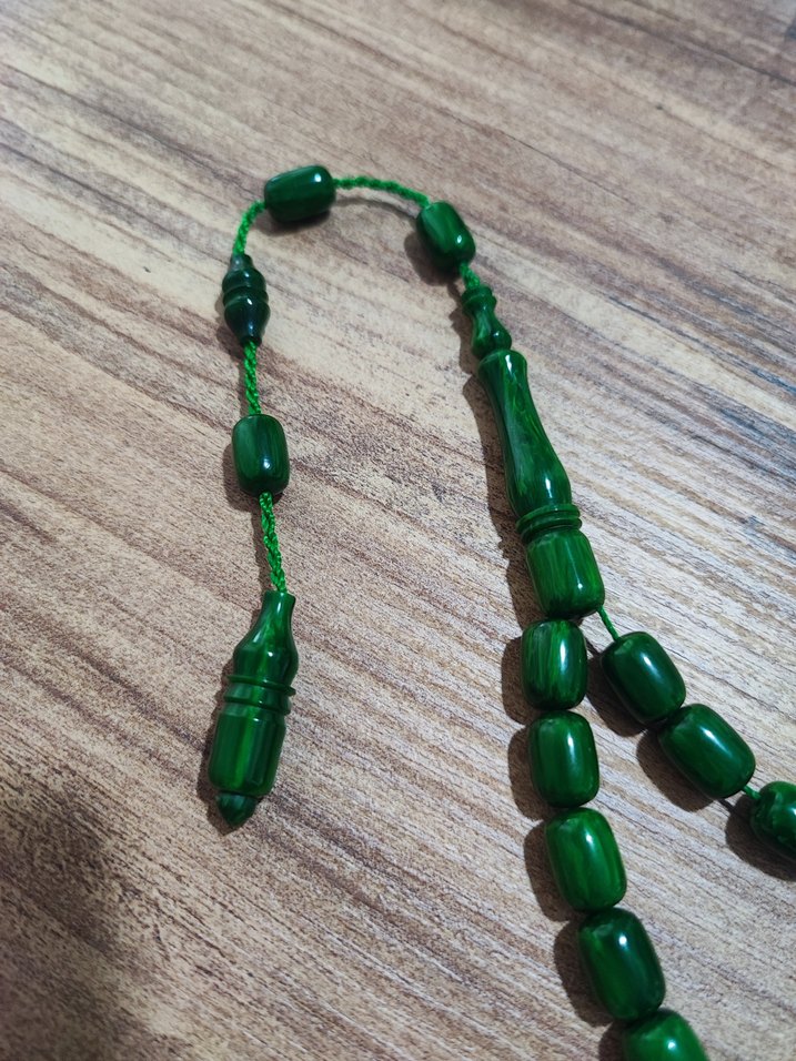 Yeşil Sıkma Kehribar Erkek Tesbih - Görsel 4