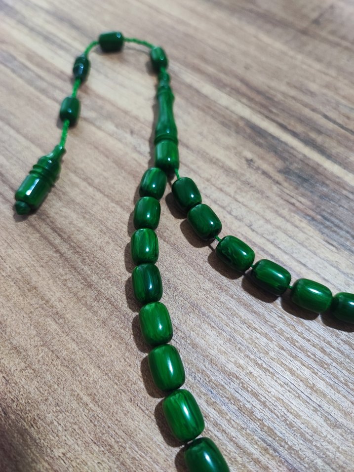 Yeşil Sıkma Kehribar Erkek Tesbih - Görsel 3