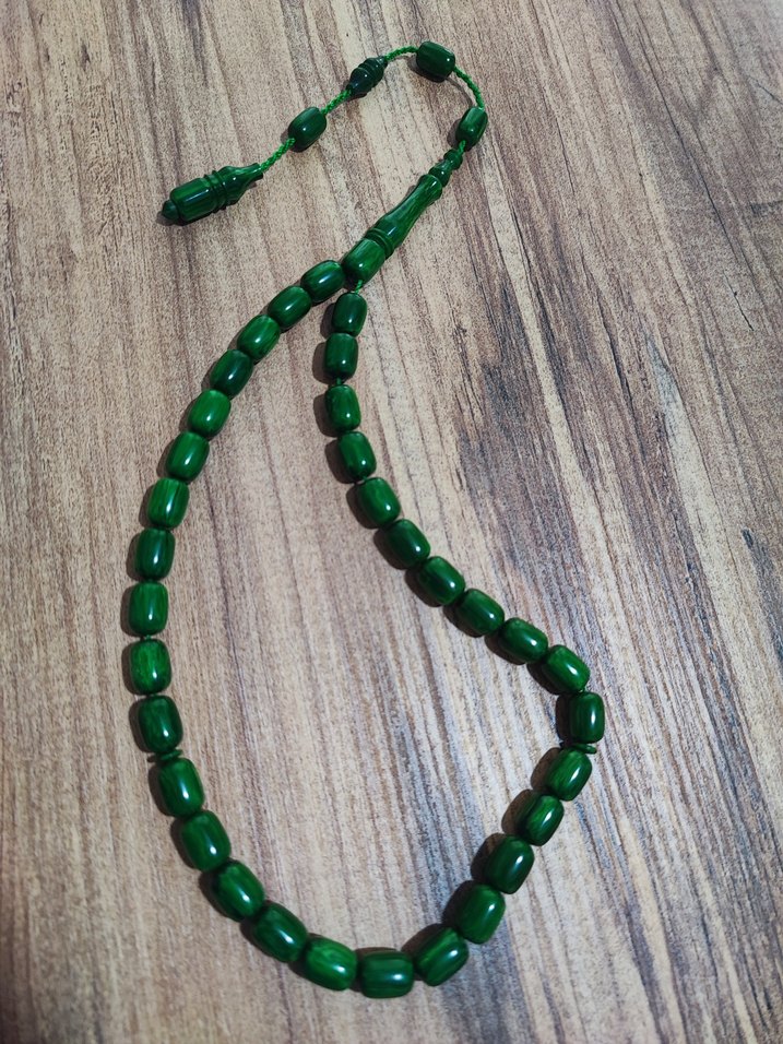 Yeşil Sıkma Kehribar Erkek Tesbih - Görsel 5