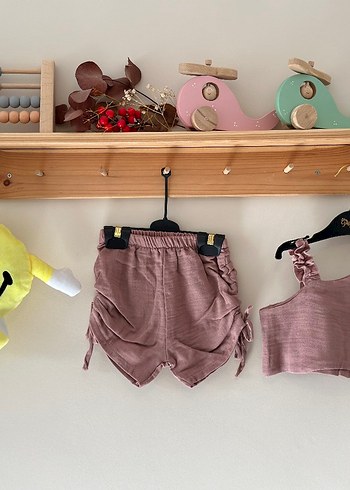 Pembe Keten Hamile Mini Şort