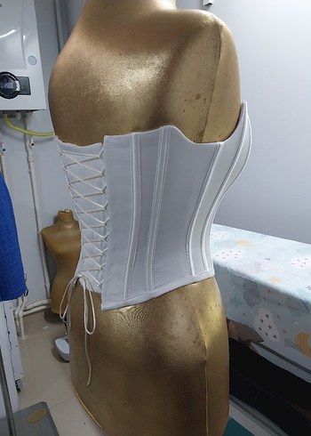 Kadın Beyaz  Büzgülü Bustiyer top crop - Görsel 3