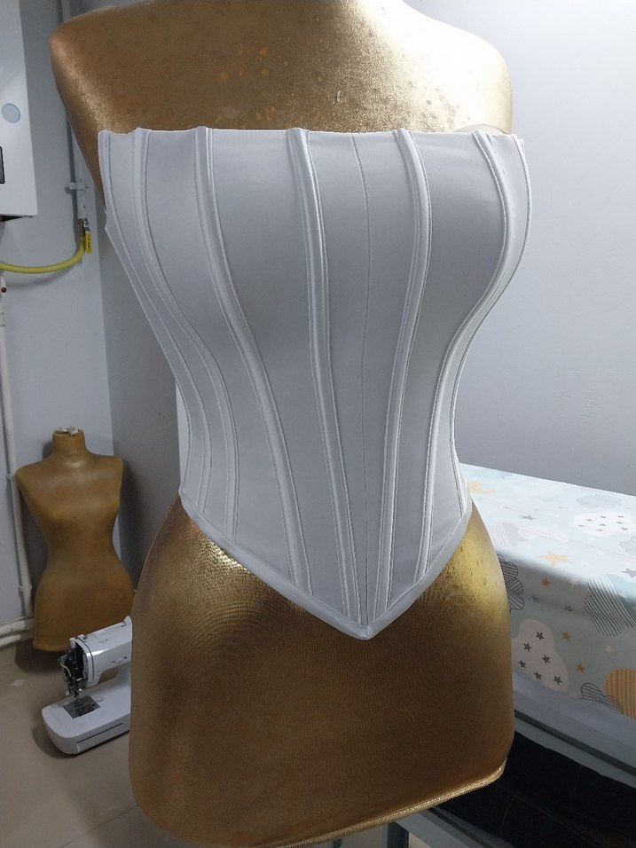 Kadın Beyaz  Büzgülü Bustiyer top crop - Görsel 2