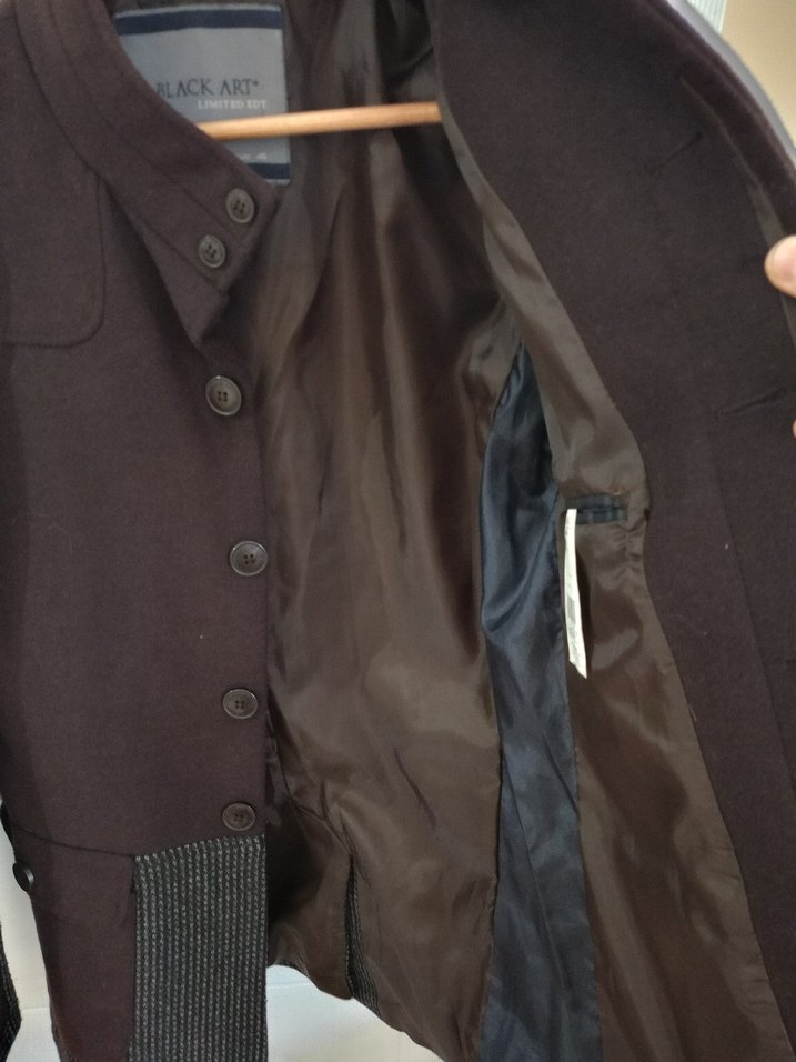 Erkek Kahve Düğmeli Yün Kaban - Görsel 2