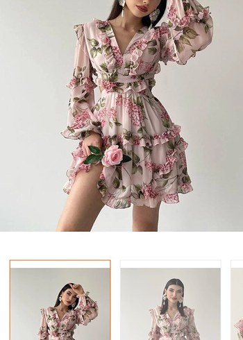 Trendyol & Milla Romantik Pembe Cicekli Mini Elbise