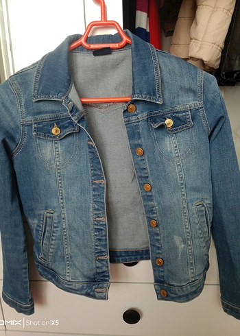 Düğmeli Mavi Kadın Denim Ceket