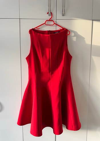 Parlak Kırmızı Mini Drapeli Elbise - Görsel 2