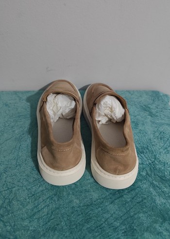 38 Beden Bej Süet Günlük Loafer Ayakkabı
